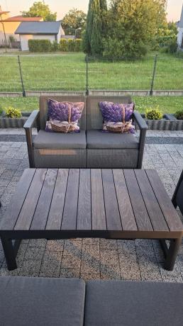 Scali Fiesta grafit / walnut meble ogrodowe dla 6 osób ze stołem podnoszonym