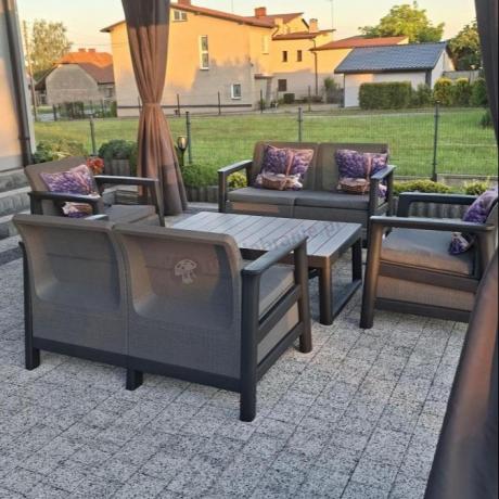 Scali Fiesta grafit / walnut meble ogrodowe dla 6 osób ze stołem podnoszonym