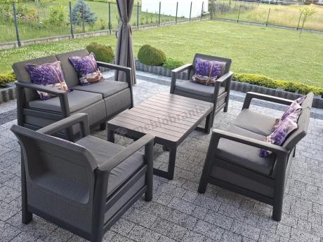 Scali Fiesta grafit / walnut meble ogrodowe dla 6 osób ze stołem podnoszonym
