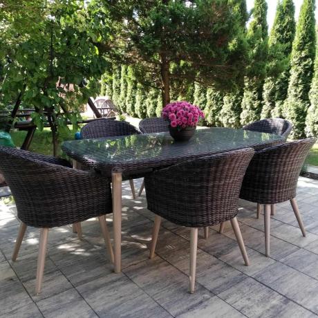 Stół i krzesła na taras technorattan Cioso Dining 6+1 - Antracyt