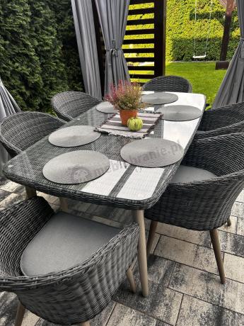 Stół i krzesła na taras technorattan Cioso Dining 6+1 - Antracyt