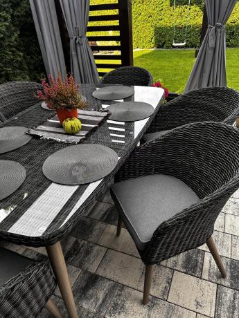 Stół i krzesła na taras technorattan Cioso Dining 6+1 - Antracyt