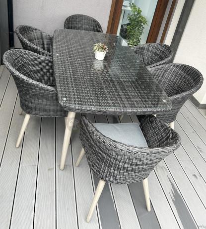 Stół i krzesła na taras technorattan Cioso Dining 6+1 - Antracyt