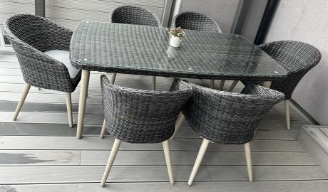 Stół i krzesła na taras technorattan Cioso Dining 6+1 - Antracyt