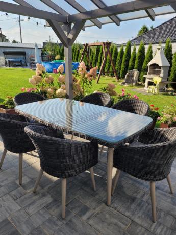 Stół i krzesła na taras technorattan Cioso Dining 6+1 - Antracyt