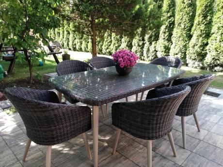Stół i krzesła na taras technorattan Cioso Dining 6+1 - Antracyt