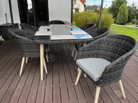 Stół i krzesła na taras technorattan Cioso Dining 6+1 - Antracyt