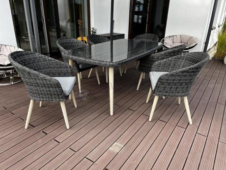 Stół i krzesła na taras technorattan Cioso Dining 6+1 - Antracyt