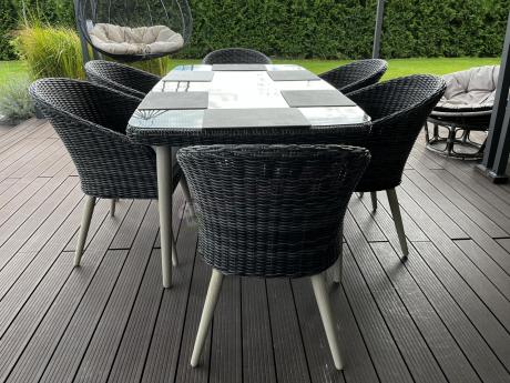 Stół i krzesła na taras technorattan Cioso Dining 6+1 - Antracyt