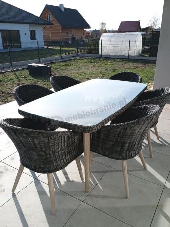 Stół i krzesła na taras technorattan Cioso Dining 6+1 - Antracyt