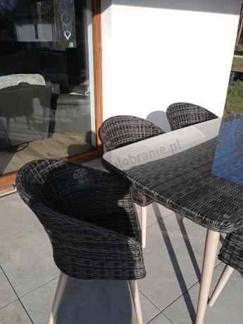 Stół i krzesła na taras technorattan Cioso Dining 6+1 - Antracyt