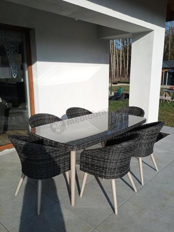 Stół i krzesła na taras technorattan Cioso Dining 6+1 - Antracyt