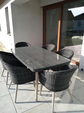 Stół i krzesła na taras technorattan Cioso Dining 6+1 - Antracyt