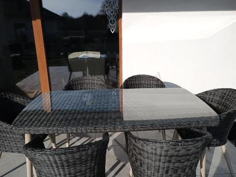 Stół i krzesła na taras technorattan Cioso Dining 6+1 - Antracyt