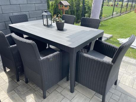 Stół ogrodowy 160x90cm i 6 krzeseł Meblobranie TG6 grafit
