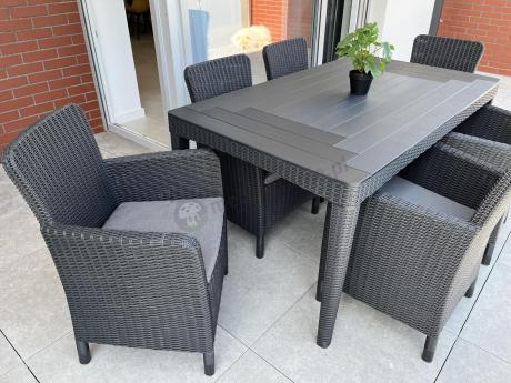 Stół ogrodowy 160x90cm i 6 krzeseł Meblobranie TG6 grafit