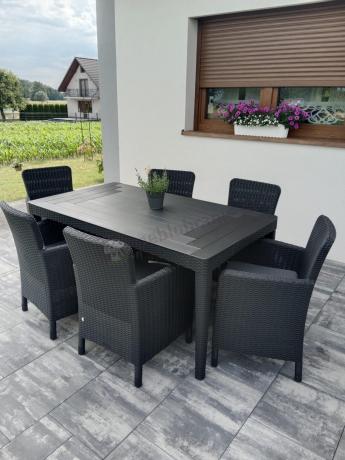 Stół ogrodowy 160x90cm i 6 krzeseł Meblobranie TG6 grafit