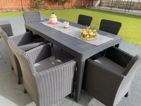 Stół ogrodowy 160x90cm i 6 krzeseł Meblobranie TG6 grafit