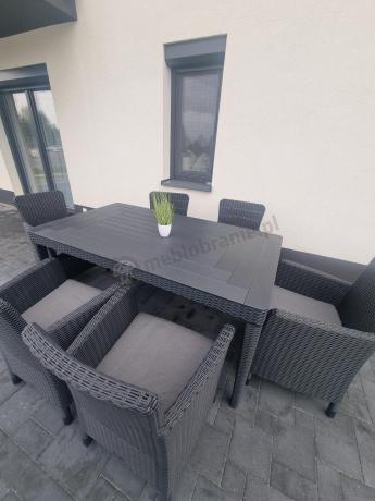 Stół ogrodowy 160x90cm i 6 krzeseł Meblobranie TG6 grafit