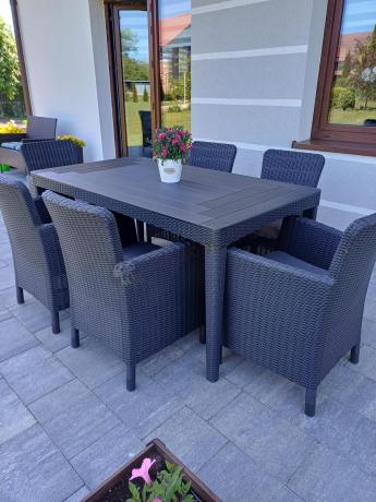 Stół ogrodowy 160x90cm i 6 krzeseł Meblobranie TG6 grafit