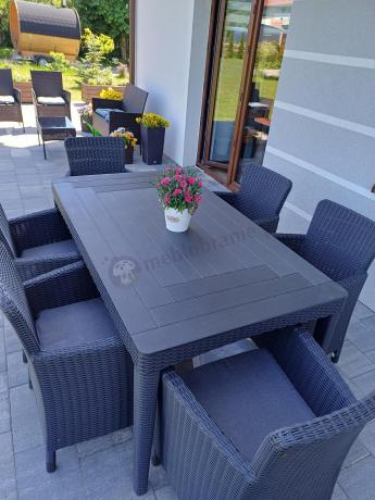 Stół ogrodowy 160x90cm i 6 krzeseł Meblobranie TG6 grafit