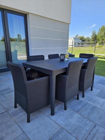 Stół ogrodowy 160x90cm i 6 krzeseł Meblobranie TG6 grafit