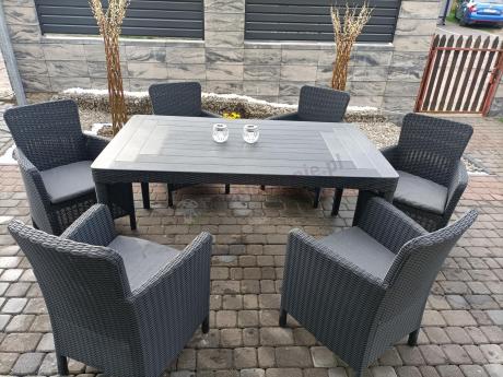 Stół ogrodowy 160x90cm i 6 krzeseł Meblobranie TG6 grafit