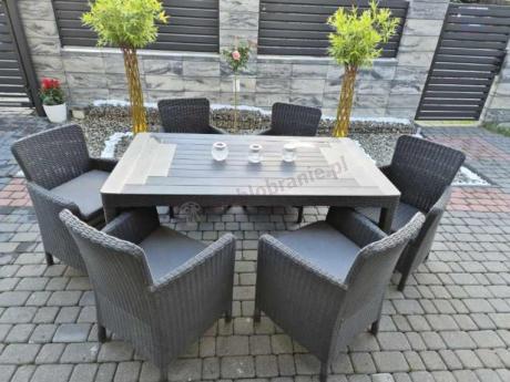 Stół ogrodowy 160x90cm i 6 krzeseł Meblobranie TG6 grafit