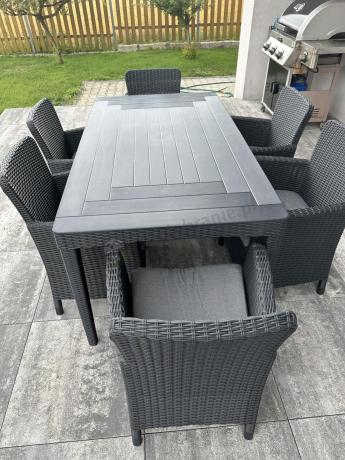 Stół ogrodowy 160x90cm i 6 krzeseł Meblobranie TG6 grafit