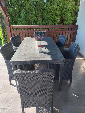 Stół ogrodowy 160x90cm i 6 krzeseł Meblobranie TG6 grafit