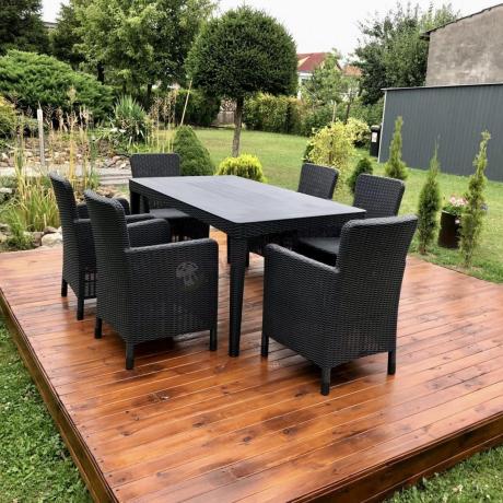Stół ogrodowy 160x90cm i 6 krzeseł Meblobranie TG6 grafit
