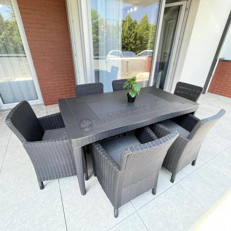 Stół ogrodowy 160x90cm i 6 krzeseł Meblobranie TG6 grafit