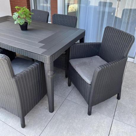 Stół ogrodowy 160x90cm i 6 krzeseł Meblobranie TG6 grafit