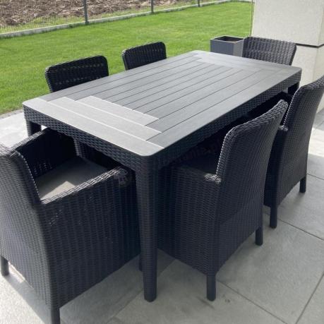 Stół ogrodowy 160x90cm i 6 krzeseł Meblobranie TG6 grafit