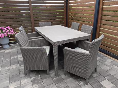 Stół ogrodowy i 6 foteli Meblobranie TG6 - cappuccino