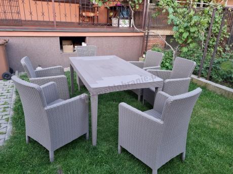 Stół ogrodowy i 6 foteli Meblobranie TG6 - cappuccino