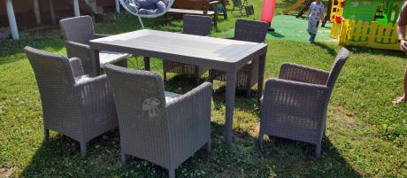 Stół ogrodowy i 6 foteli Meblobranie TG6 - cappuccino