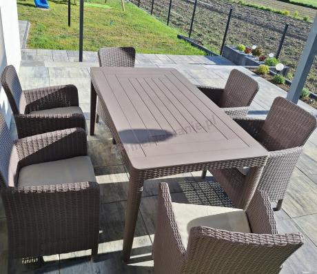 Stół ogrodowy i 6 foteli Meblobranie TG6 - cappuccino