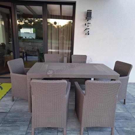 Stół ogrodowy i 6 foteli Meblobranie TG6 - cappuccino