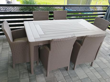 Stół ogrodowy i 6 foteli Meblobranie TG6 - cappuccino