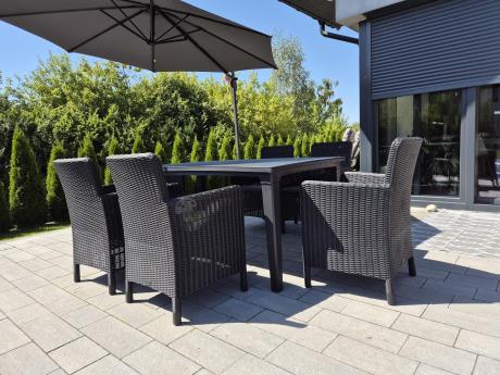 Stół ogrodowy z 6 fotelami Meblobranie TF6 grafit