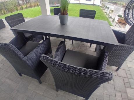 Stół ogrodowy z 6 fotelami Meblobranie TF6 grafit