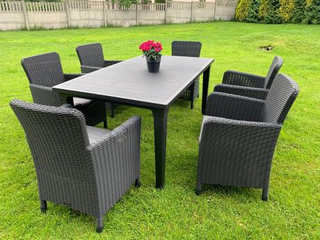 Stół ogrodowy z 6 fotelami Meblobranie TF6 grafit