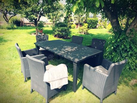 Stół ogrodowy z 6 fotelami Meblobranie TF6 grafit