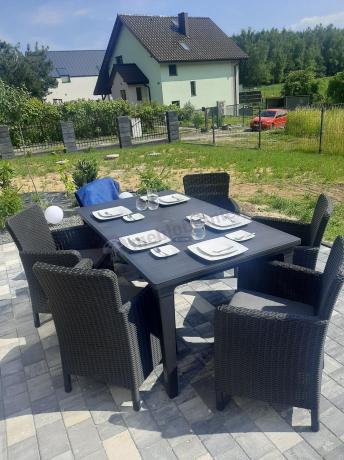 Stół ogrodowy z 6 fotelami Meblobranie TF6 grafit