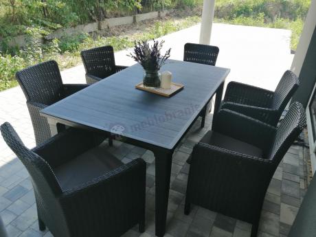 Stół ogrodowy z 6 fotelami Meblobranie TF6 grafit