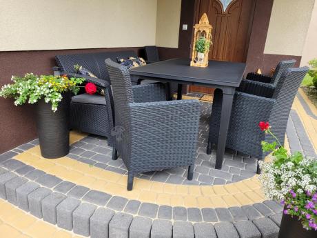 Stół ogrodowy z 6 fotelami Meblobranie TF6 grafit
