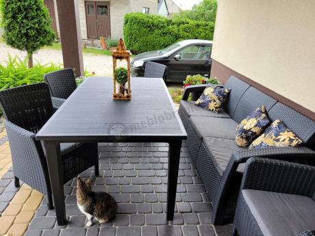 Stół ogrodowy z 6 fotelami Meblobranie TF6 grafit