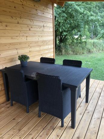 Stół ogrodowy z 6 fotelami Meblobranie TF6 grafit