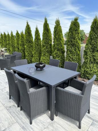 Stół ogrodowy z 6 fotelami Meblobranie TF6 grafit